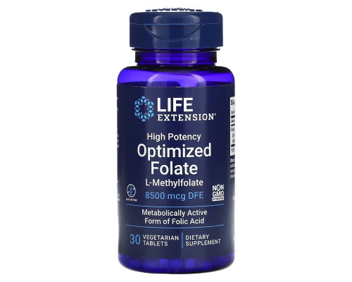 Life Extension High Potency Optimized Folate 5000 mcg 30 Veggie Tabs Life Extension High Potency Optimized Folate 5000 mcg 30 Veggie Tabs