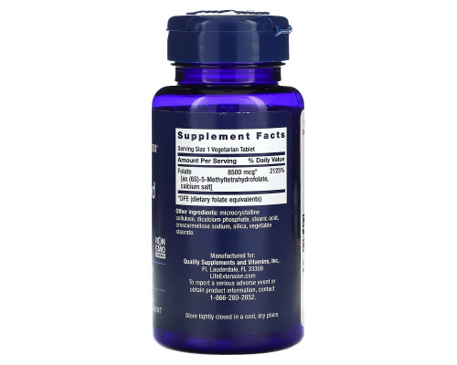 Life Extension High Potency Optimized Folate 5000 mcg 30 Veggie Tabs Life Extension High Potency Optimized Folate 5000 mcg 30 Veggie Tabs