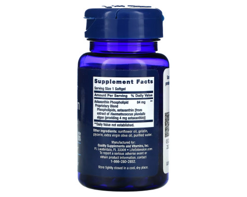 Life Extension, Astaxanthin, with Phospholipids, 4 mg, 30 Softgels Life Extension, Astaxanthin, with Phospholipids, 4 mg, 30 Softgels