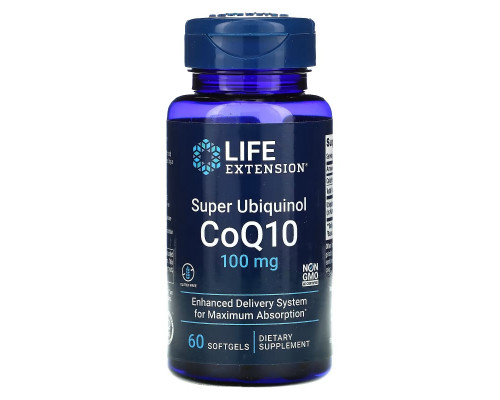 Life Extension, Супер Убихинол CoQ10, 100 мг, 60 Гелиевых Капсул Life Extension, Супер Убихинол CoQ10, 100 мг, 60 Гелиевых Капсул
