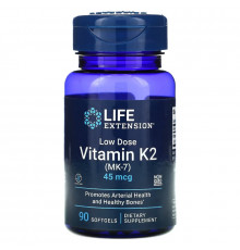 Life Extension, Low Dose Vitamin K2 (MK-7), 45 mcg, 90 Softgels
