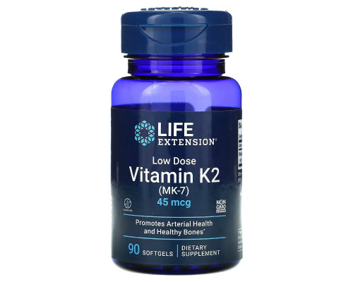 Life Extension, Low Dose Vitamin K2 (MK-7), 45 mcg, 90 Softgels Life Extension, Low Dose Vitamin K2 (MK-7), 45 mcg, 90 Softgels