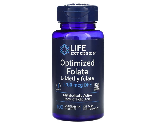 Life Extension Оптимизированная фолиевая кислота 1000 мкг 100 вегетарианских таблеток Life Extension Оптимизированная фолиевая кислота 1000 мкг 100 вегетарианских таблеток