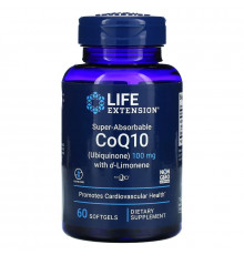 Life Extension, Супер-усваиваемый коэнзим Q10 кофермент с d-лимоненом, 100 мг, 60 капсул в мягкой оболочке
