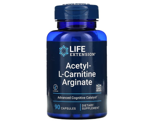 Life Extension, Аргинат ацетил-L-карнитина, 90 вегетарианских капсул Life Extension, Аргинат ацетил-L-карнитина, 90 вегетарианских капсул