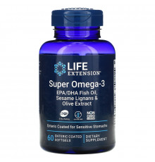 Life Extension, Основные Омега, Супер Омега-3, 60 Капсул Покрытые Кишечнорастворимой Оболочкой 