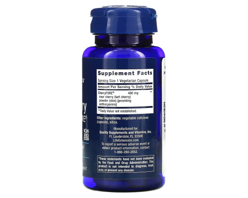 Life Extension, Экстракт Черной Вишни с CherryPure, 60 Вегетарианских Капсул Life Extension, Экстракт Черной Вишни с CherryPure, 60 Вегетарианских Капсул