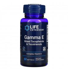 Life Extension, Gamma E, смесь токоферолов и токотриенолов, 60 мягких таблеток