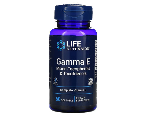 Life Extension, Gamma E, смесь токоферолов и токотриенолов, 60 мягких таблеток Life Extension, Gamma E, смесь токоферолов и токотриенолов, 60 мягких таблеток