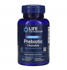 Life Extension, Florassist Жевательные пребиотики, Натуральный клубничный вкус, 60 жевательных таблеток