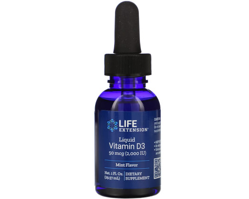 Life Extension, Liquid Vitamin D3, Mint Flavor, 2000 IU, 1 fl oz (29.57 ml) Life Extension, Liquid Vitamin D3, Mint Flavor, 2000 IU, 1 fl oz (29.57 ml)