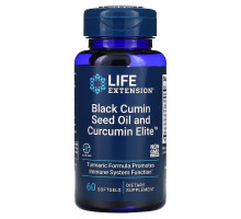 Life Extension, Масло из семян черного тмина и куркумина, элитный экстракт куркумы, 60 гелевых капсул