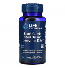 Life Extension, Масло из семян черного тмина и куркумина, элитный экстракт куркумы, 60 гелевых капсул