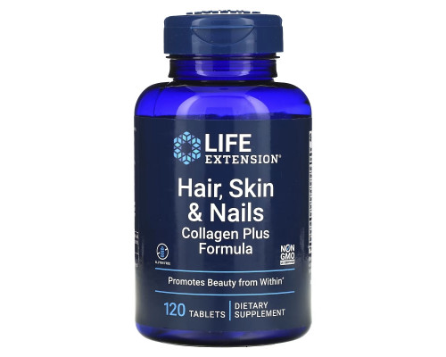 Life Extension, Hair, Skin & Nails, Collagen Plus Formula, 120 Tablets Life Extension, Hair, Skin & Nails, Collagen Plus Formula, 120 Tablets