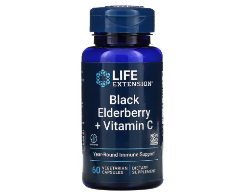 Life Extension, Black Elderberry + Vitamin C, 60 Vegetarian Capsules
