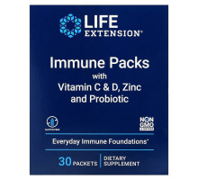 Life Extension, Immune Packs With Vitamin C & D, Zinc And Probiotic, 30 Packets