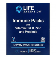 Life Extension, Immune Packs With Vitamin C & D, Zinc And Probiotic, 30 Packets