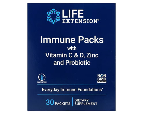 Life Extension, Immune Packs With Vitamin C & D, Zinc And Probiotic, 30 Packets Life Extension, Immune Packs With Vitamin C & D, Zinc And Probiotic, 30 Packets