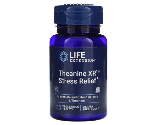 Life Extension, Theanine XR Stress Relief, 30 вегетарианских таблеток Life Extension, Theanine XR Stress Relief, 30 вегетарианских таблеток