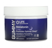 БАДы Life Extension, Gummy Science, мелатонин, клубника, 3 мг, 60 жевательных таблеток