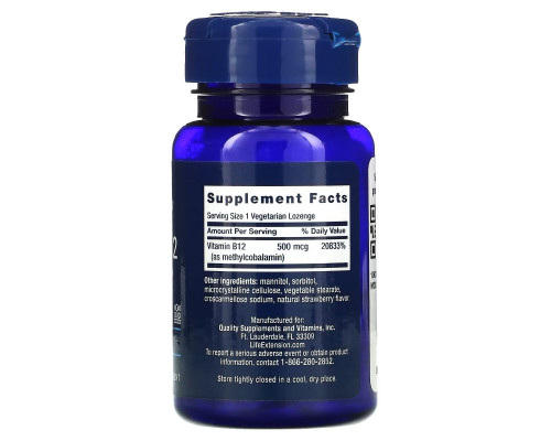 Life Extension B-12 500 mcg 100 Lozenges Life Extension B-12 500 mcg 100 Lozenges