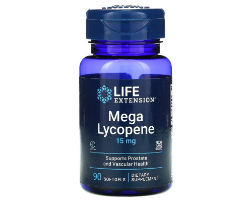 Life Extension, Мега ликопин, 15 мг, 90 гелевых капсул Life Extension, Мега ликопин, 15 мг, 90 гелевых капсул