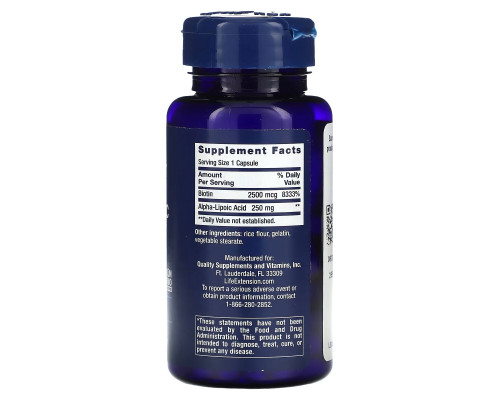 Life Extension, Alpha-Lipoic Acid with Biotin, 60 Capsules Life Extension, Alpha-Lipoic Acid with Biotin, 60 Capsules