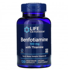 Life Extension, Бенфотиамин, с тиамином, 100 мг, 120 растительных капсул