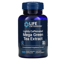 Life Extension, Мега экстракт зеленого чая, небольшое содержание кофеина, 100 растительных капсул