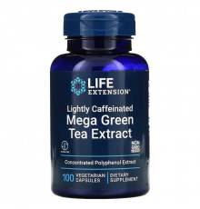 Life Extension, Мега экстракт зеленого чая, небольшое содержание кофеина, 100 растительных капсул