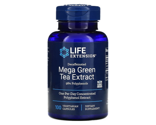 Life Extension, Мега экстракт зеленого чая без кофеина , 100 вегетарианских капсул Life Extension, Мега экстракт зеленого чая без кофеина , 100 вегетарианских капсул