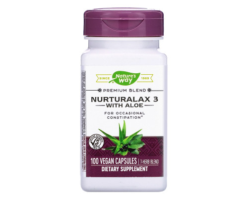 Nature's Way, Пищевая добавка Nurturalax 3, с алоэ, 100 капсул Nature's Way, Пищевая добавка Nurturalax 3, с алоэ, 100 капсул