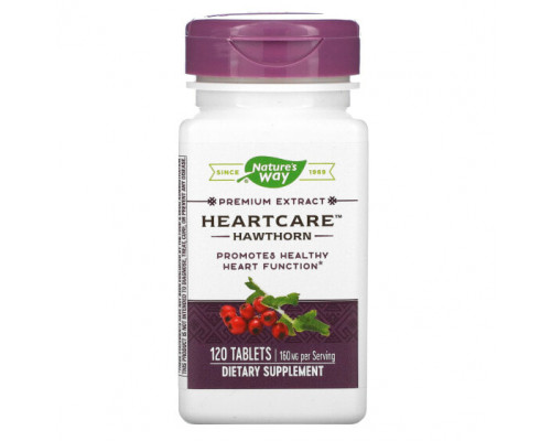 Для сердца и сосудов Nature's Way, HeartCare, боярышник, 80 мг, 120 таблеток Для сердца и сосудов Nature's Way, HeartCare, боярышник, 80 мг, 120 таблеток