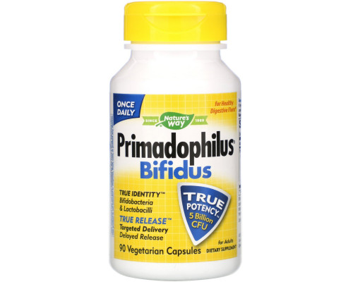 Nature's Way, Primadophilus, бифидобактерии, для взрослых, 90 вегетарианских капсул Nature's Way, Primadophilus, бифидобактерии, для взрослых, 90 вегетарианских капсул
