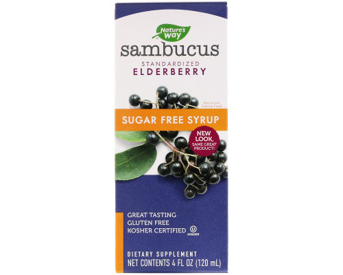 Nature's Way, Sambucus, Elderberry Syrup, Sugar-Free, 4 fl oz (120 ml) Nature's Way, Sambucus, Elderberry Syrup, Sugar-Free, 4 fl oz (120 ml)