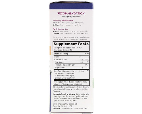Nature's Way, Sambucus, Elderberry Syrup, Sugar-Free, 4 fl oz (120 ml) Nature's Way, Sambucus, Elderberry Syrup, Sugar-Free, 4 fl oz (120 ml)