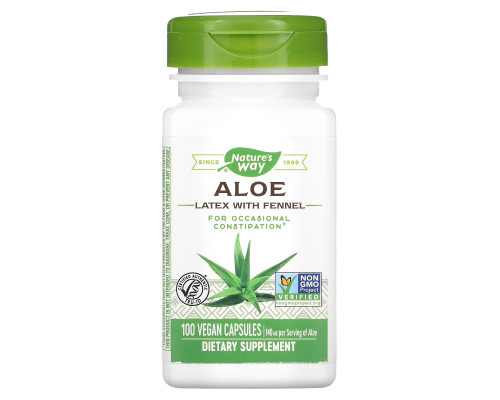 Nature's Way, Алоэ, лист и млечный сок, 475 мг, 100 вегетарианских капсул Nature's Way, Алоэ, лист и млечный сок, 475 мг, 100 вегетарианских капсул