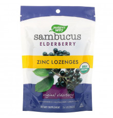 Nature's Way, Organic Sambucus, Zinc Lozenges, Berry Flavor, 24 Lozenges