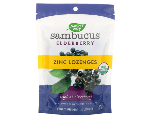 Nature's Way, Organic Sambucus, Zinc Lozenges, Berry Flavor, 24 Lozenges Nature's Way, Organic Sambucus, Zinc Lozenges, Berry Flavor, 24 Lozenges