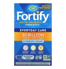 Nature's Way, Fortify, Age 50+ Probiotic + Prebiotics, Everyday Care, 30 Billion, 30 Delayed-Release Veg Capsules
