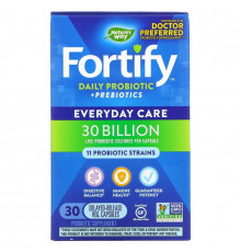 Nature's Way, Fortify, пробиотики и пребиотики для ежедневного применения, ежедневный уход, 30 млрд КОЕ, 30 растительных капсул с отсроченным высвобождением
