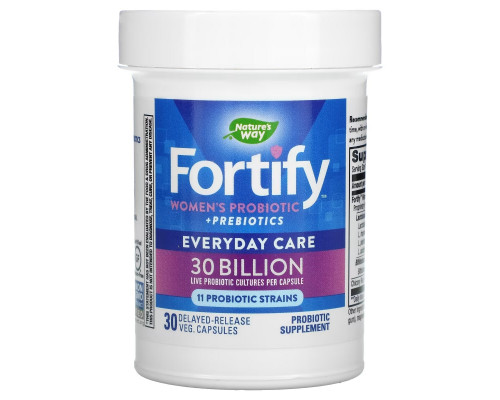 Nature's Way, Fortify, Women's Probiotic + Prebiotics, Everyday Care, 30 Billion, 30 Delayed-Release Veg. Capsules Nature's Way, Fortify, Women's Probiotic + Prebiotics, Everyday Care, 30 Billion, 30 Delayed-Release Veg. Capsules
