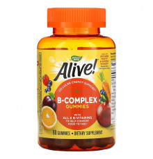Nature's Way, Alive! Комплекс витаминов группы В, вишневый вкус, 60 жевательных таблеток