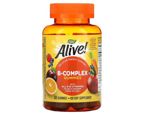 Nature's Way, Alive! Комплекс витаминов группы В, вишневый вкус, 60 жевательных таблеток