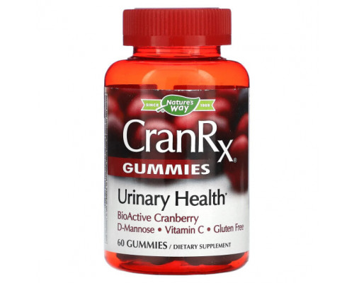 Фрукты и ягоды Nature's Way, CranRx, средство для мочевыводящих путей, биоактивная клюква, 60 жевательных таблеток Фрукты и ягоды Nature's Way, CranRx, средство для мочевыводящих путей, биоактивная клюква, 60 жевательных таблеток