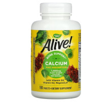 Nature's Way, Alive!, Calcium with Vitamin D3, Vitamin K2, Magnesium, 325 mg, 180 Tablets