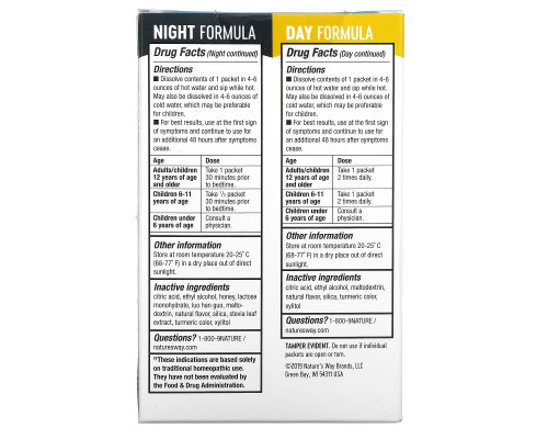 Nature's Way, Umcka, Cold Care, Day + Night, Soothing Hot Drink, Lemon-Citrus, Honey-Lemon, 12 Packets, 0.17 oz Each, (8 Day / 4 Night) Nature's Way, Umcka, Cold Care, Day + Night, Soothing Hot Drink, Lemon-Citrus, Honey-Lemon, 12 Packets, 0.17 oz Each, (8 Day / 4 Night)