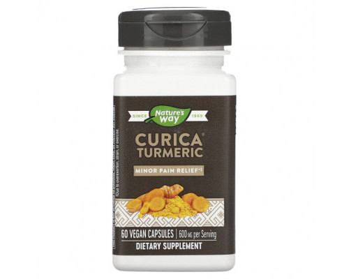 Имбирь и куркума Nature's Way, Curica куркума, 300 мг, 60 веганских капсул Имбирь и куркума Nature's Way, Curica куркума, 300 мг, 60 веганских капсул