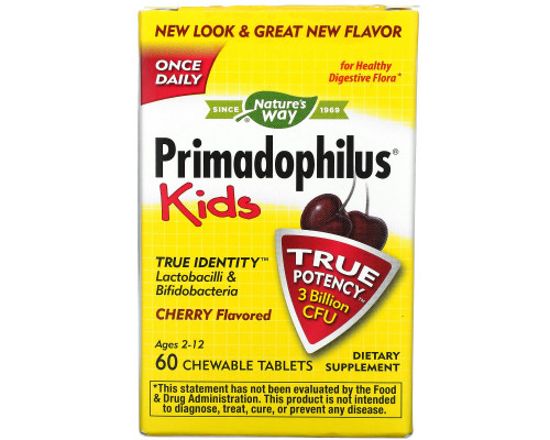 Nature's Way, Primadophilus для детей, вишня, 60 жевательных таблеток Nature's Way, Primadophilus для детей, вишня, 60 жевательных таблеток