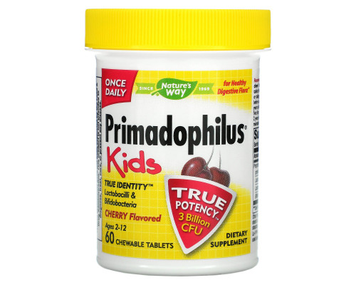 Nature's Way, Primadophilus для детей, вишня, 60 жевательных таблеток Nature's Way, Primadophilus для детей, вишня, 60 жевательных таблеток